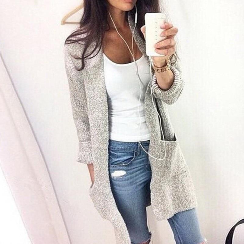Women's Long Cardigan Sweater with Pockets