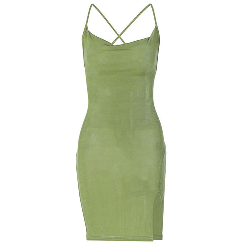 Backless Spaghetti Strap Split Dress for Women