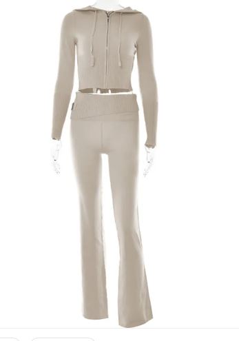 Hooded Top & Flare Pants Matching Set